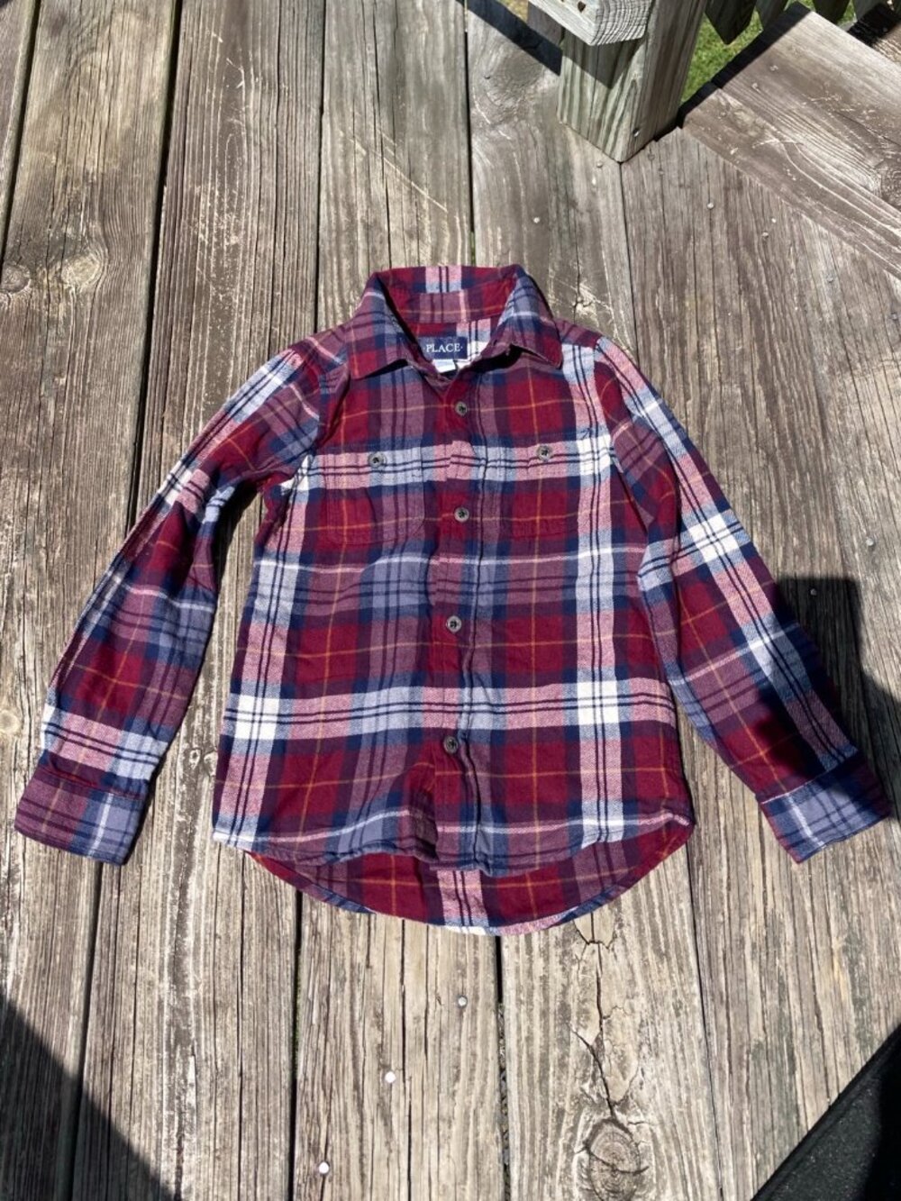 NWOT The Children’s Place Red Navy Plaid Flannel Shirt Boys 7/8
